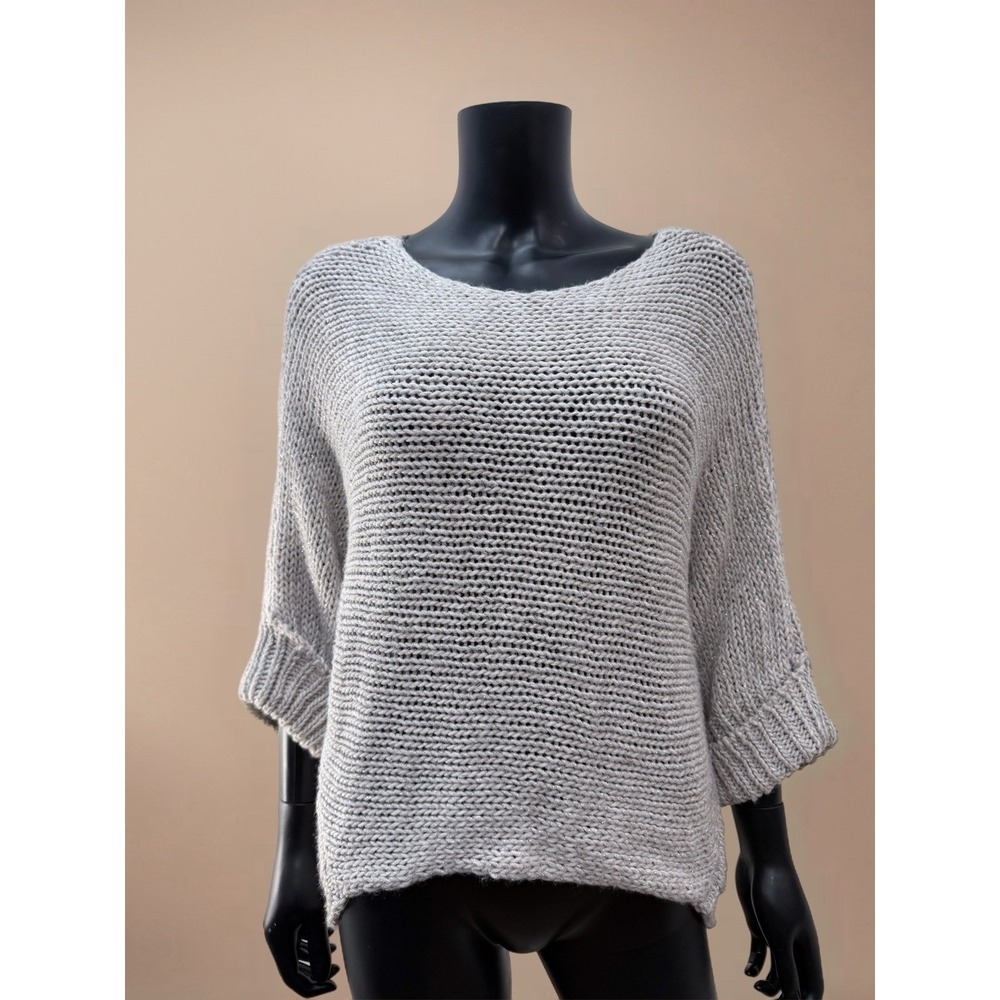 Berretti‎ Made in Italy Oversized Sweater One Size Gray Chunky Knit Wool Blend